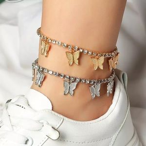 Butterfly pendant tennis anklet